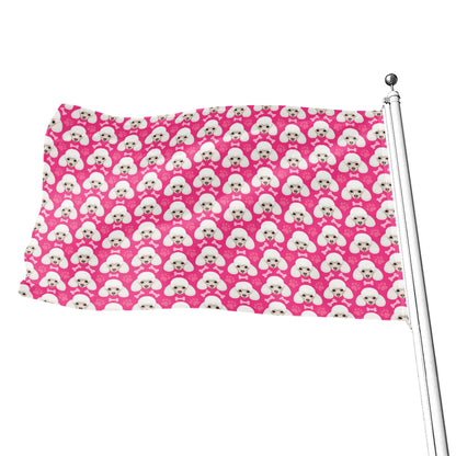 Cute Poodle Pattern Print Flag