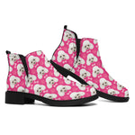 Cute Poodle Pattern Print Flat Ankle Boots