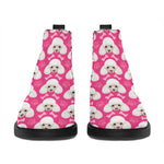 Cute Poodle Pattern Print Flat Ankle Boots