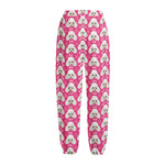 Cute Poodle Pattern Print Fleece Lined Knit Pants