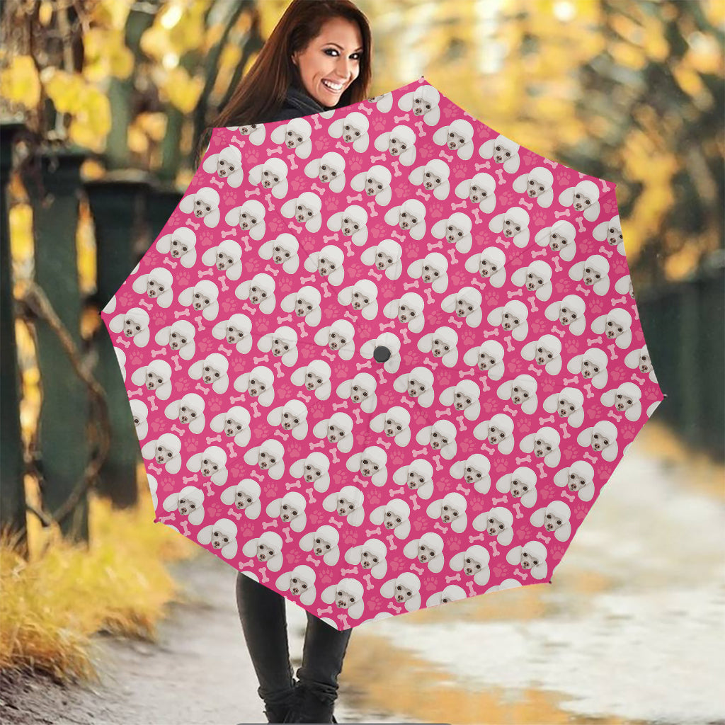 Cute Poodle Pattern Print Foldable Umbrella