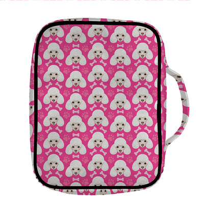 Cute Poodle Pattern Print Front Pocket Bible Bag