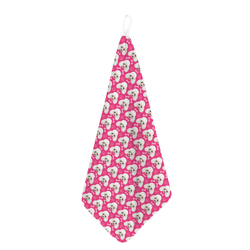 Cute Poodle Pattern Print Hand Towel
