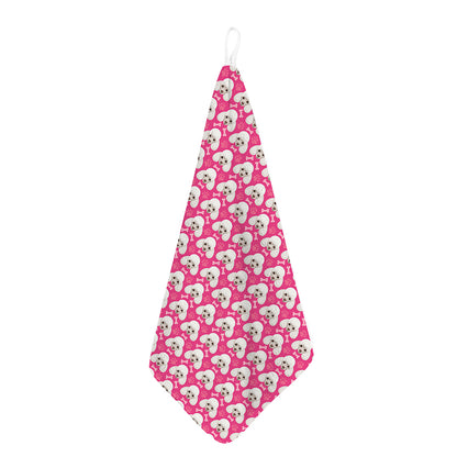Cute Poodle Pattern Print Hand Towel