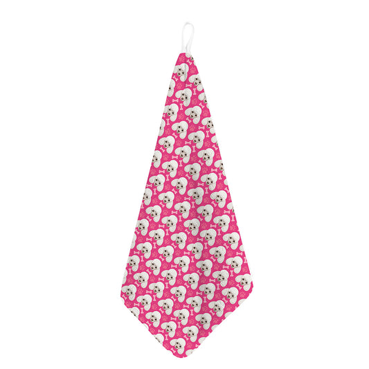 Cute Poodle Pattern Print Hand Towel