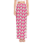 Cute Poodle Pattern Print High Slit Maxi Skirt