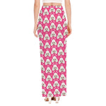 Cute Poodle Pattern Print High Slit Maxi Skirt