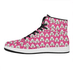 Cute Poodle Pattern Print High Top Leather Sneakers
