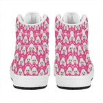 Cute Poodle Pattern Print High Top Leather Sneakers