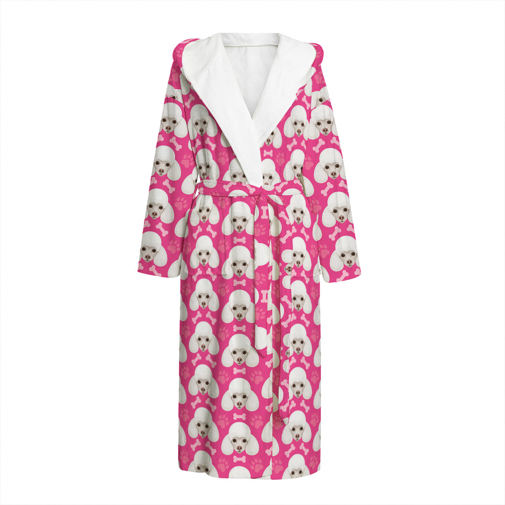 Cute Poodle Pattern Print Hooded Bathrobe