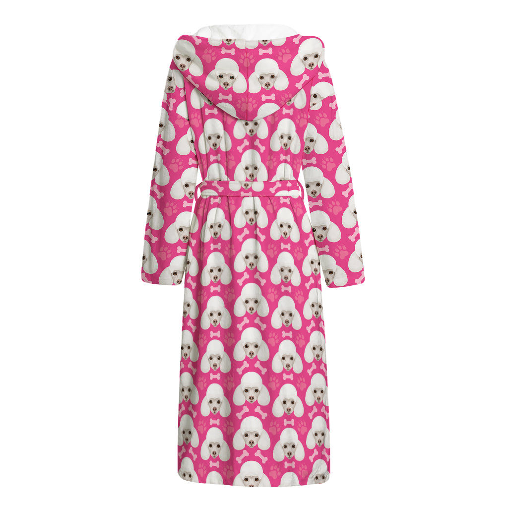 Cute Poodle Pattern Print Hooded Bathrobe