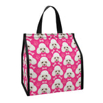 Cute Poodle Pattern Print Insulated Lunch Tote