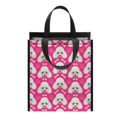 Cute Poodle Pattern Print Insulated Lunch Tote