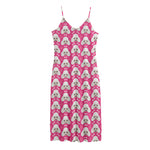 Cute Poodle Pattern Print Jersey Midi Cami Dress