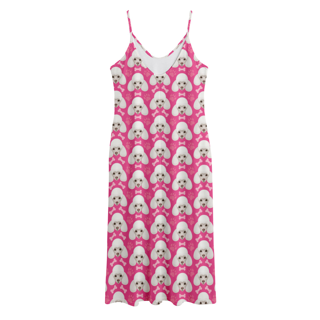 Cute Poodle Pattern Print Jersey Midi Cami Dress