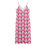 Cute Poodle Pattern Print Jersey Midi Cami Dress
