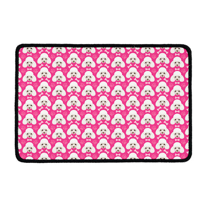 Cute Poodle Pattern Print Kitchen Mat