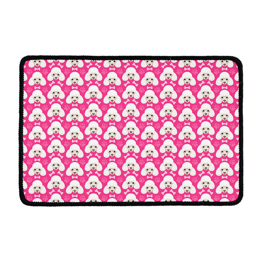 Cute Poodle Pattern Print Kitchen Mat
