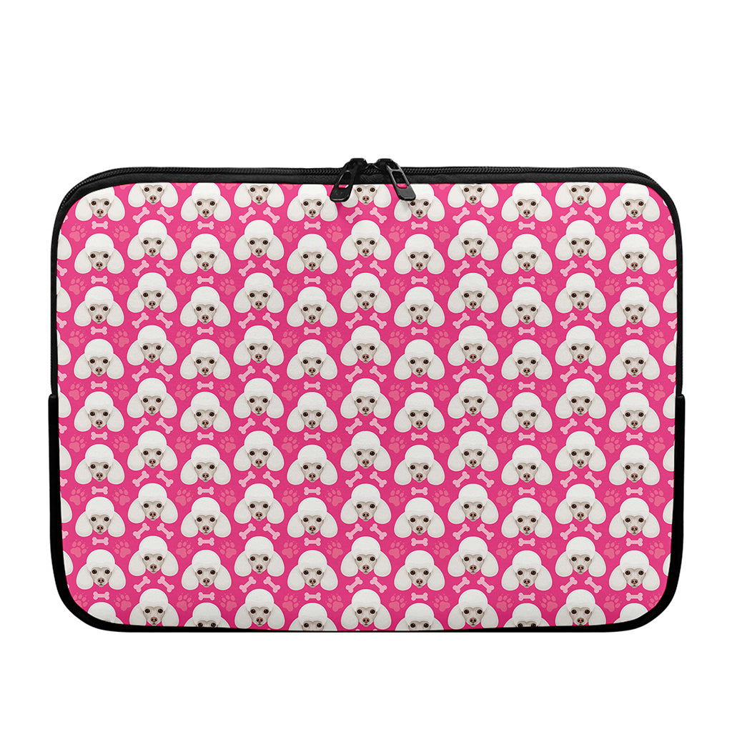 Cute Poodle Pattern Print Laptop Sleeve