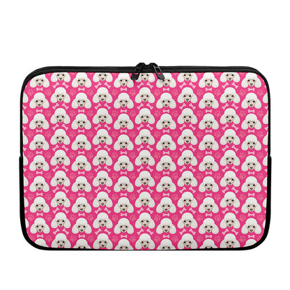 Cute Poodle Pattern Print Laptop Sleeve