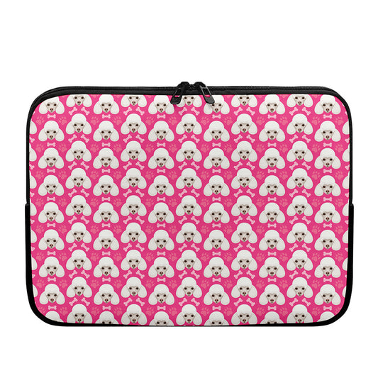 Cute Poodle Pattern Print Laptop Sleeve