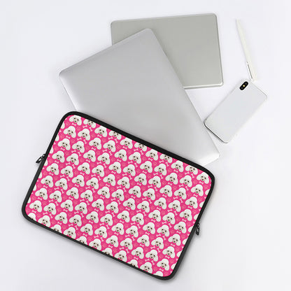 Cute Poodle Pattern Print Laptop Sleeve