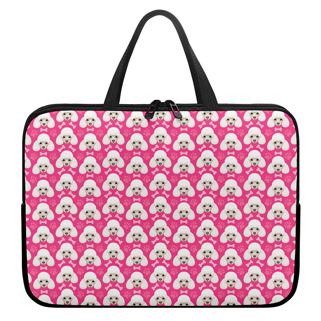 Cute Poodle Pattern Print Laptop Sleeve With Handle