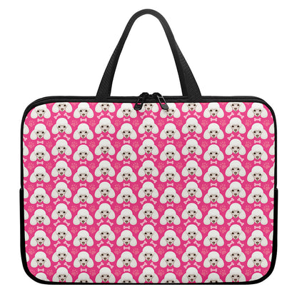 Cute Poodle Pattern Print Laptop Sleeve With Handle