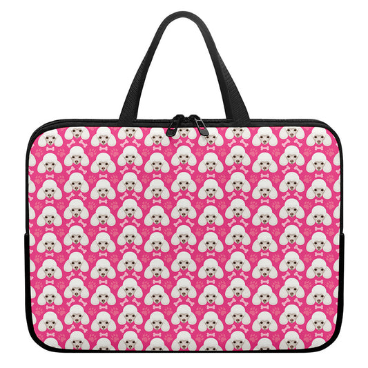 Cute Poodle Pattern Print Laptop Sleeve With Handle