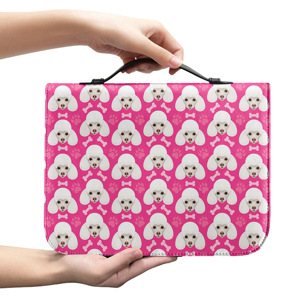 Cute Poodle Pattern Print Leather Bible Cover