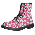 Cute Poodle Pattern Print Lace-Up Boots