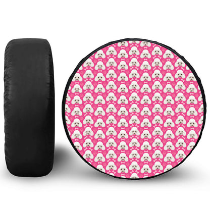 Cute Poodle Pattern Print Leather Spare Tire Cover