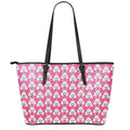 Cute Poodle Pattern Print Leather Tote Bag With Zipper