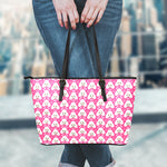 Cute Poodle Pattern Print Leather Tote Bag