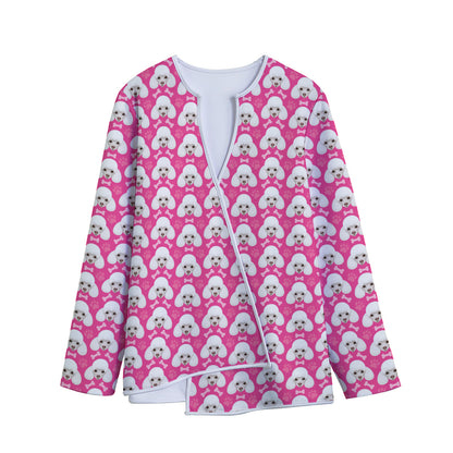 Cute Poodle Pattern Print Long Sleeve Short Coat