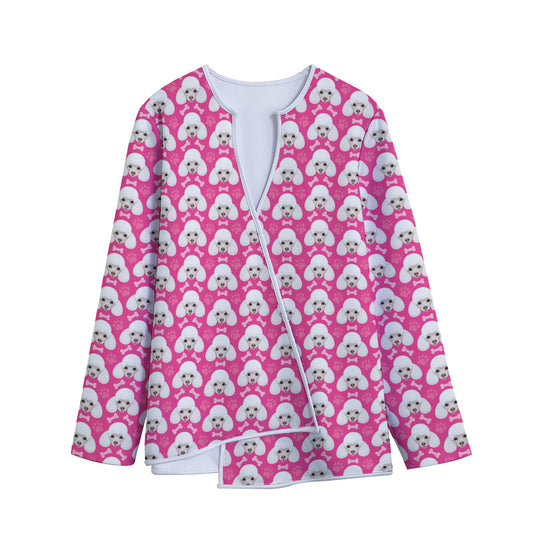Cute Poodle Pattern Print Long Sleeve Short Coat