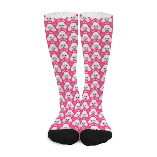 Cute Poodle Pattern Print Long Socks