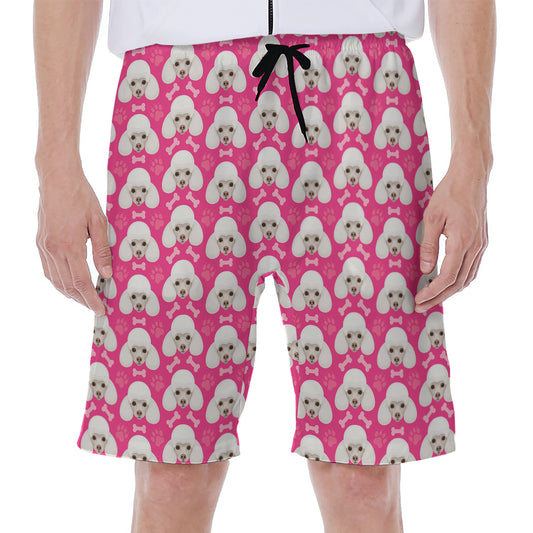 Cute Poodle Pattern Print Men's Beach Shorts