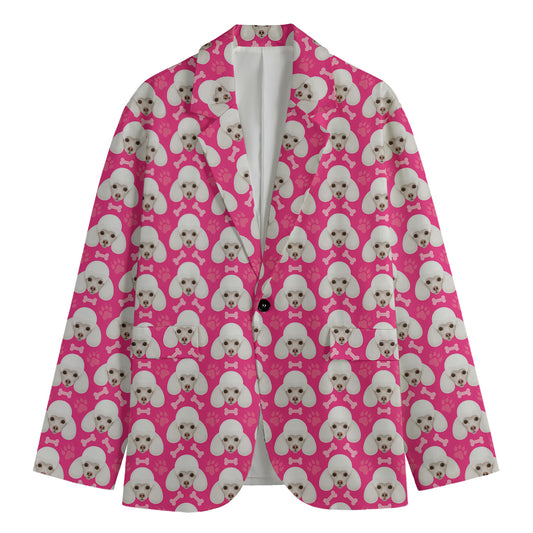 Cute Poodle Pattern Print Men's Blazer