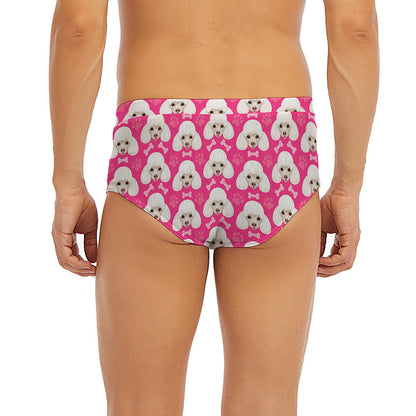 Cute Poodle Pattern Print Men's Briefs