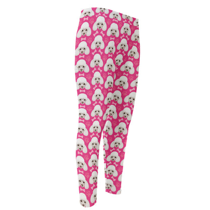 Cute Poodle Pattern Print Men's Compression Pants