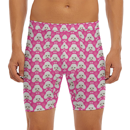 Cute Poodle Pattern Print Men's Long Boxer Briefs