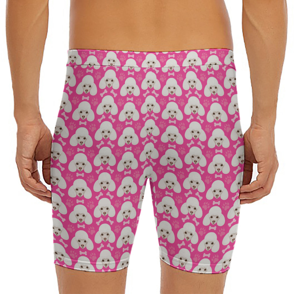 Cute Poodle Pattern Print Men's Long Boxer Briefs
