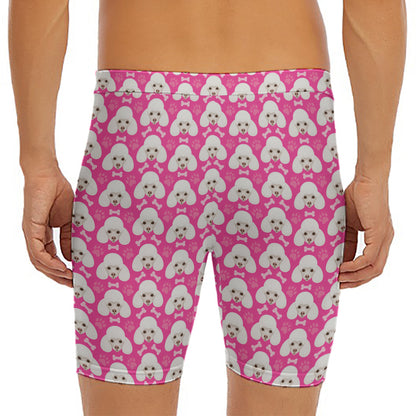 Cute Poodle Pattern Print Men's Long Boxer Briefs