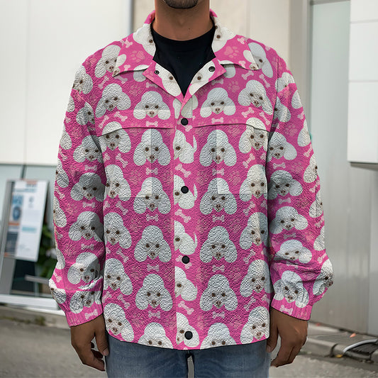 Cute Poodle Pattern Print Men's Shirt Jacket