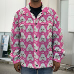 Cute Poodle Pattern Print Men's Shirt Jacket