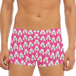 Cute Poodle Pattern Print Men's Short Boxer Briefs