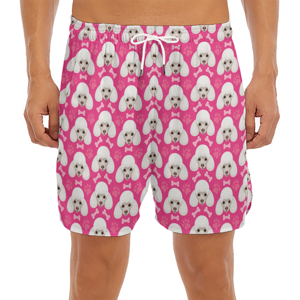 Cute Poodle Pattern Print Men's Split Running Shorts
