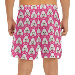Cute Poodle Pattern Print Men's Split Running Shorts