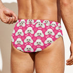 Cute Poodle Pattern Print Men's Swim Briefs